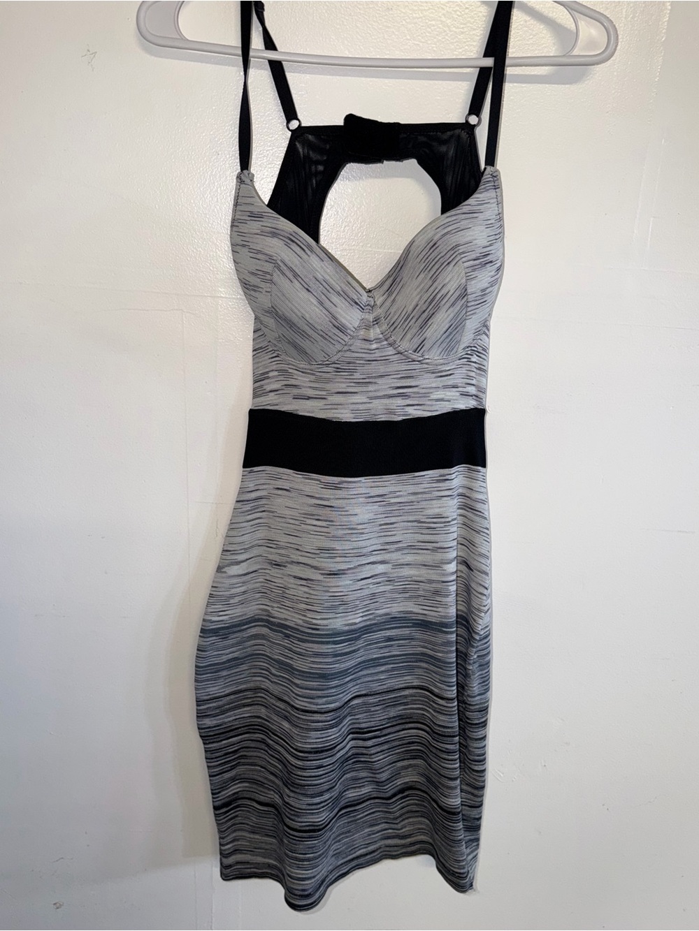 Guess by Marciano Gray & Black Striped Fit-and-Flare Mini Dress
